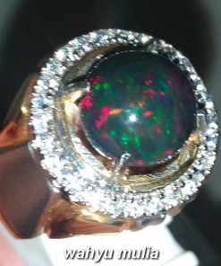 gambar Black Opal Kembang Jarong batu cincin kalimaya Asli banten sodong asal merawat ciri harga manfaat bagus top bulat bundar sinar kembang jarong merah biru hijau_2