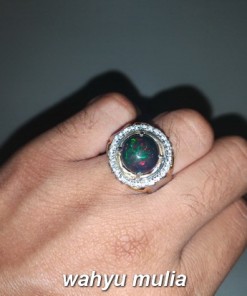 gambar Black Opal Kembang Jarong batu cincin kalimaya Asli banten sodong asal merawat ciri harga manfaat bagus top bulat bundar sinar kembang jarong merah biru hijau_6