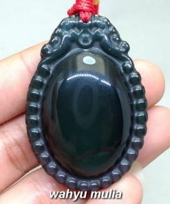 gambar Pendant Kalung Batu Akik Mata Dewa Carved Asli model cewek cowok bagus bersertifikat khasiat macam warna hitam cina _1