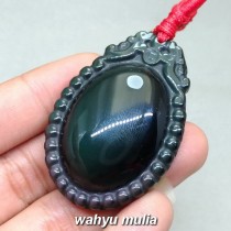 Pendant Kalung Batu Akik Mata Dewa Carved Asli Kode 1417 