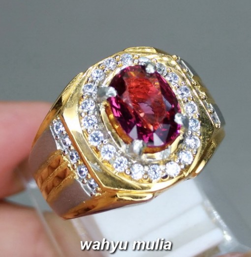 gambar jual Batu Cincin Natural Purplish Red Garnet Ceylon Asli srilangka bersertifikat merah malaia pyrope almandine ciri harga khasiat_2