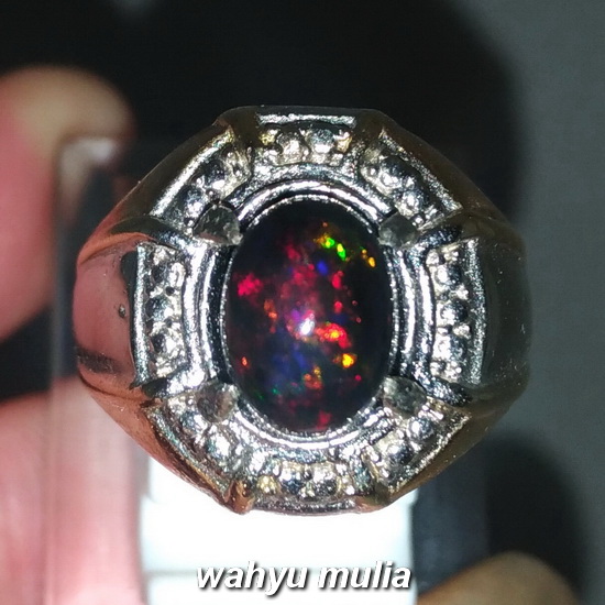  Batu  Cincin Black  Opal  Kalimaya Jarong Asli Kode 1430 