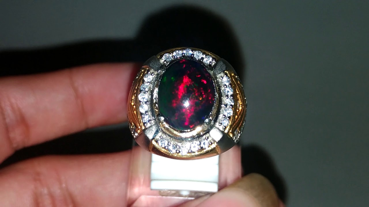  Batu  Cincin Black  Opal  Kembang Jarong kalimaja Asli Kode 
