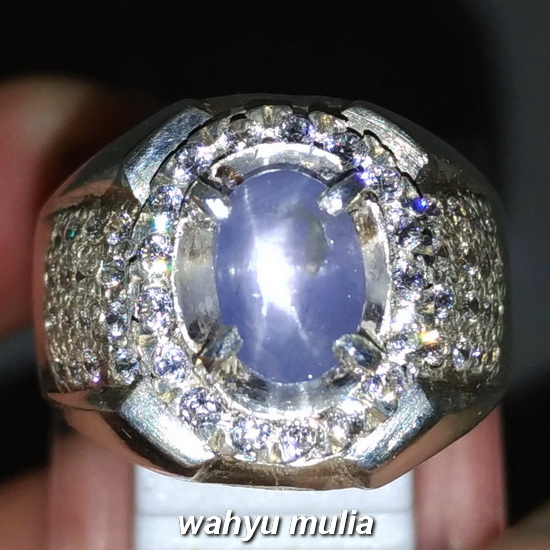 Batu Blue Safir Ceylon Srilangka Ster Cincin Permata Asli 