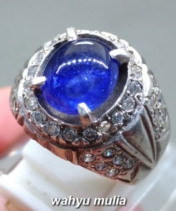 foto Natural Batu Cincin Blue Safir asli bersertifikat afrika srilangka ceylon ciri harga khasiat kristal bersertifikat memo gri_1