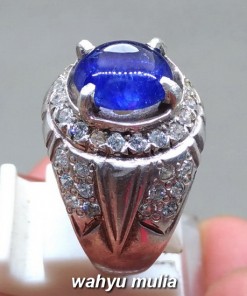 foto Natural Batu Cincin Blue Safir asli bersertifikat afrika srilangka ceylon ciri harga khasiat kristal bersertifikat memo gri_3