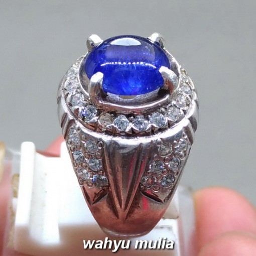 foto Natural Batu Cincin Blue Safir asli bersertifikat afrika srilangka ceylon ciri harga khasiat kristal bersertifikat memo gri_3