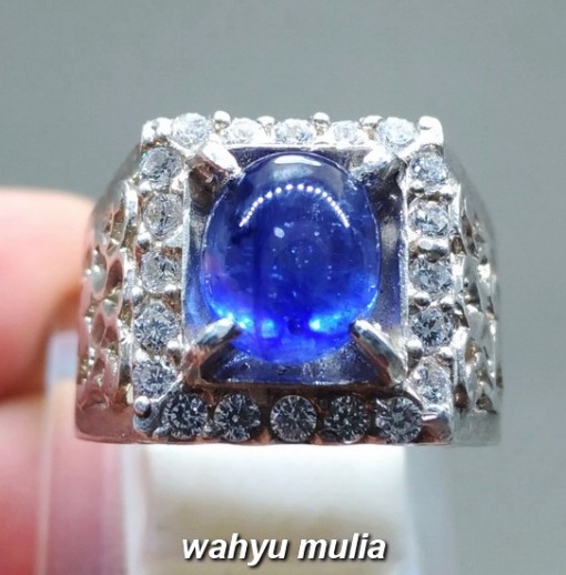 gambar Cincin Batu Akik Blue Safir asli bersertifikat ceylon afrika srilangka memo jenis harga manfaat_4