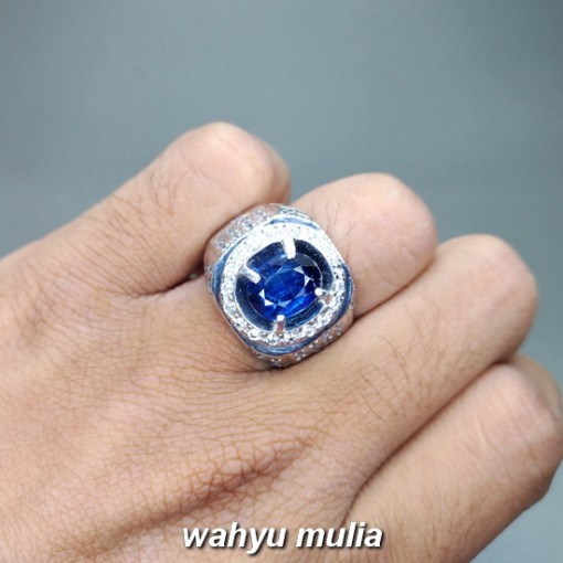 gambar jual Batu Cincin Blue Kyanite Ceylon Safir Ausi asli srilangka bersertifikat berkhodam australi royal ciri harga khasiat_4