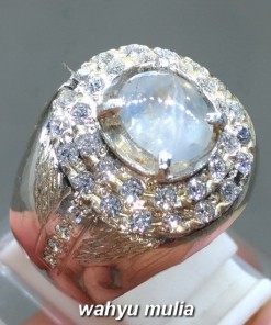 gambar jual cincin Batu White Safir Star Ceylon Putih bening Srilangka Asli natural bersertifikat silky milky kristal ciri harga khasiat birma kalimantan bagus _5