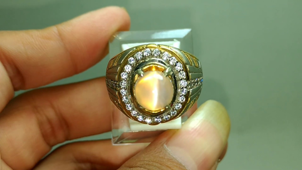  Batu  Cincin  Moonstone Biduri Bulan  mata kucing Putih Asli 