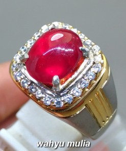 Batu Cincin Merah Delima Ruby asli natural bersertifikat bagus berkhodam ciri harga khasiat_1