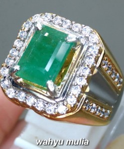 Cincin Batu Emerald Beryl Zamrud Hijau tua muda Natural Kotak asli bersertifikat berkhodam manfaat ciri harga jenis columbia afrika ethipia _1