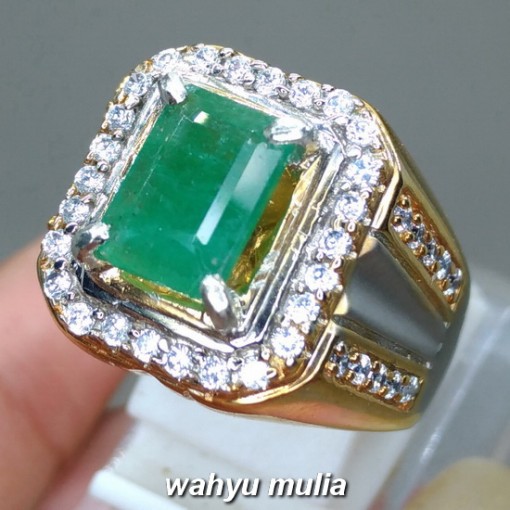 Cincin Batu Emerald Beryl Zamrud Hijau tua muda Natural Kotak asli bersertifikat berkhodam manfaat ciri harga jenis columbia afrika ethipia _1