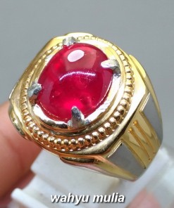 Cincin Batu Merah Delima Natural Ruby Corundum asli bersertifikat mustika berkhodam kegunaan sinar nyala ciri afrika birma kalimantan soekarno_1