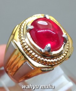 Cincin Batu Merah Delima Natural Ruby Corundum asli bersertifikat mustika berkhodam kegunaan sinar nyala ciri afrika birma kalimantan soekarno_2