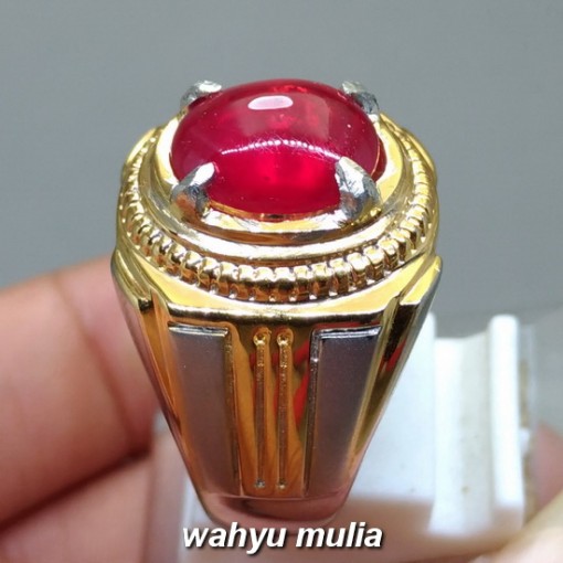 Cincin Batu Merah Delima Natural Ruby Corundum asli bersertifikat mustika berkhodam kegunaan sinar nyala ciri afrika birma kalimantan soekarno_3