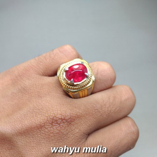 Cincin Batu Merah Delima Natural Ruby Corundum asli bersertifikat mustika berkhodam kegunaan sinar nyala ciri afrika birma kalimantan soekarno_4