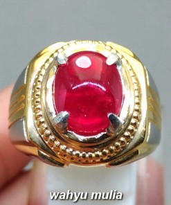 Cincin Batu Merah Delima Natural Ruby Corundum asli bersertifikat mustika berkhodam kegunaan sinar nyala ciri afrika birma kalimantan soekarno_5