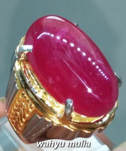 foto Cincin Batu Akik Merah Delima Rubi Ukuran Jumbo asli bagus natural bersertifikat afrika birma ciri harga khasiat jenis_6