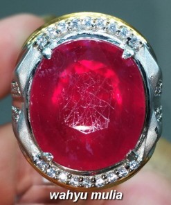 gambar jual Cincin Batu Ruby Cutting Merah Delima asli ukuran besar berkhodam harga manfaat pigeon blood_2