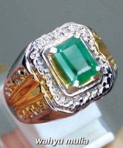 gambar jual Cincin Batu Zamrud Kotak Hijau Emerald Beryl asli natural bersertifikat berkhodam hargga khasiat colombia afrika ethiopia kalimantan_2