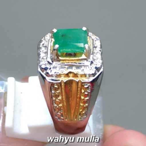 gambar jual Cincin Batu Zamrud Kotak Hijau Emerald Beryl asli natural bersertifikat berkhodam hargga khasiat colombia afrika ethiopia kalimantan_3