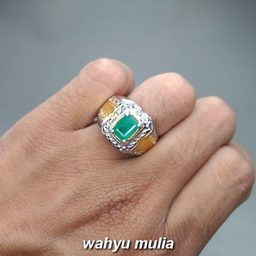 gambar jual Cincin Batu Zamrud Kotak Hijau Emerald Beryl asli natural bersertifikat berkhodam hargga khasiat colombia afrika ethiopia kalimantan_4