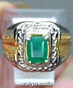 gambar jual Cincin Batu Zamrud Kotak Hijau Emerald Beryl asli natural bersertifikat berkhodam hargga khasiat colombia afrika ethiopia kalimantan_5