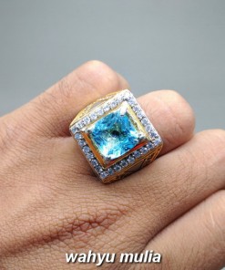 gambar jual Natural Batu Cincin Blue Safir asli bersertifikat london swis kotak bagus biru tua muda harga ciri khasiat jenis_1