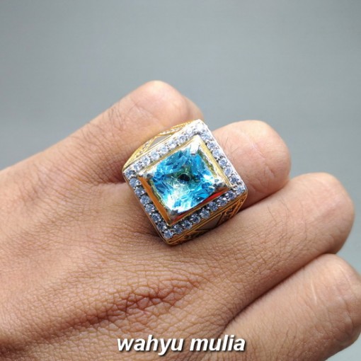 gambar jual Natural Batu Cincin Blue Safir asli bersertifikat london swis kotak bagus biru tua muda harga ciri khasiat jenis_1