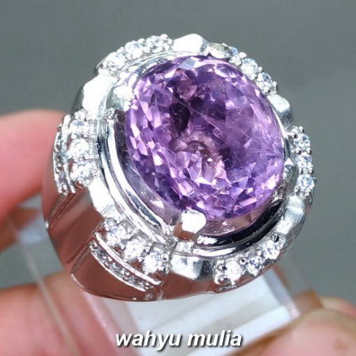 foto Cincin Batu Akik Kecubung ametis ungu asli natural bersertifikat berkhodam mustika pengasihan khasiat harga jenis bahan_2