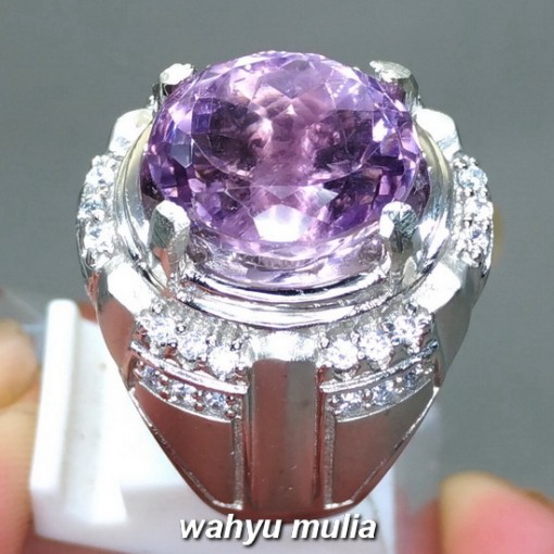 foto Cincin Batu Akik Kecubung ametis ungu asli natural bersertifikat berkhodam mustika pengasihan khasiat harga jenis bahan_3