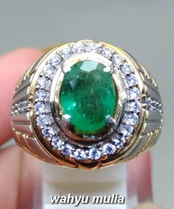 foto Cincin Permata natural Batu Zamrud Emerald Beril oval asli bersertifikat hijau tua bagus kolombia afrika kalimantan harga_5