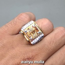  Batu  Cincin Natural Champagne Yellow Topaz Bulat asli 