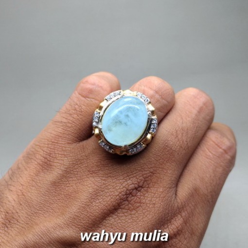 foto jual Cincin Batu Permata Aquamarine Santamaria Biru Besar asli natural bersertifikat berkhodam hijau kalimantan_4