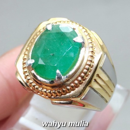 khasiat Batu Natural Emerald Beryl Zamrud Hijau oval asli berkhodam bersertifikat ciri harga jenis manfaat gambar_1