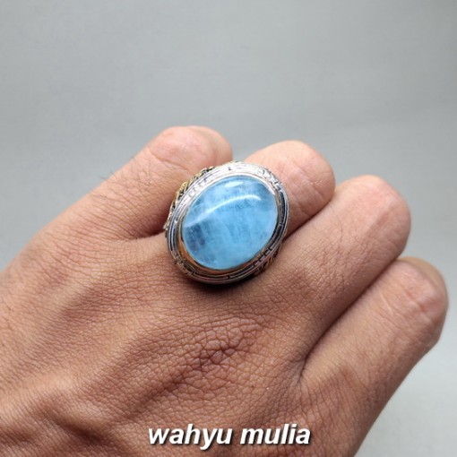 khasiat jual Batu Cincin Permata Blue Aquamarine Santamaria Jumbo asli bersertifikat natural berkhodam jenis putih hijau kalimantan srilangka_4