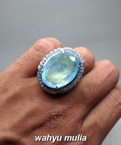 khasiat jual Cincin Batu Aquamarine Biru Santamaria kristal Jumbo asli bersertifikat berkhodam manfaat zodiak kalimantan hijau putih kuning kalimantan besar bagus_4