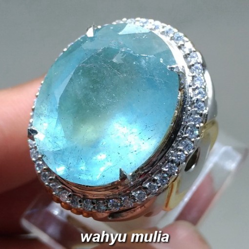 manfaat jual Cincin Permata Batu Aquamarine Biru Santamaria kristal Besar asli berkhodam bersertifikat natural harga jenis ciri hijau kalimantan_1