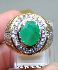 photo jual Cincin Permata Batu Natural Emerald Beryl Zamrud oval asli bersertifikat bagus hijau tua colombia kalimantan khasiat ciri jenis harga_5