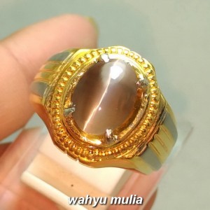 Cincin Batu Permata Mata Kucing Silimanite Cat  Eye Hitam  