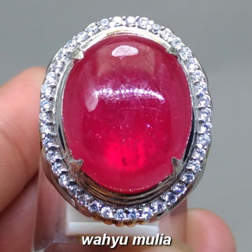 gambar jual Batu Cincin Permata Ruby Merah Delima asli berkhodam berserttifikat natural bagus afrika tua menyala harga khasiat ciri_2