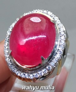 gambar jual Batu Cincin Permata Ruby Merah Delima asli berkhodam berserttifikat natural bagus afrika tua menyala harga khasiat ciri_3