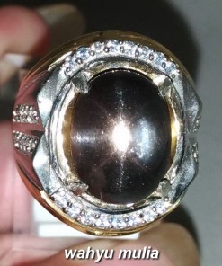 Gambar Cincin Batu Akik Sunstone hitam biduri surya Star 6 asli bersetifikat berkhodam mustika berkhasiat ciri harga_2