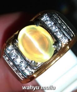 Jual Batu Cincin Natural Opal Cat eye Mata Kucing Kuning asli bersertifikat berkhodam bagus pria wanita asal bongkahan cara_1