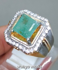Jual Cincin Batu Mulia Zamrud Emerald Beryl Kotak asli bersertifikat pria wanita bagus berkualitas_1