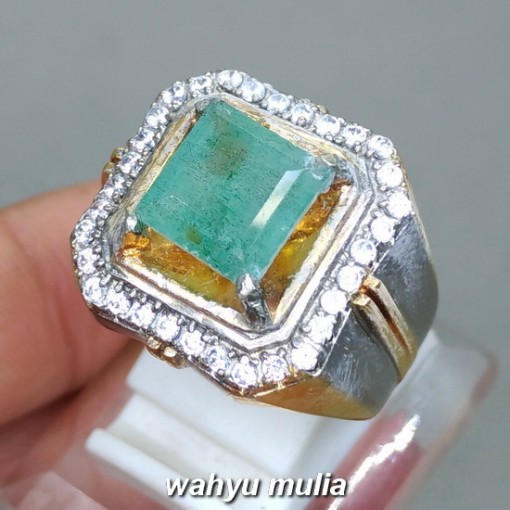 Jual Cincin Batu Mulia Zamrud Emerald Beryl Kotak asli bersertifikat pria wanita bagus berkualitas_1