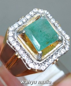 Jual Cincin Batu Mulia Zamrud Emerald Beryl Kotak asli bersertifikat pria wanita bagus berkualitas_2