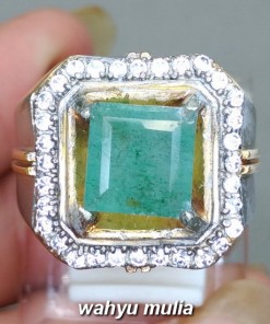 Jual Cincin Batu Mulia Zamrud Emerald Beryl Kotak asli bersertifikat pria wanita bagus berkualitas_5
